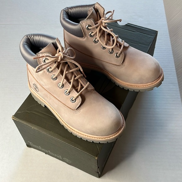 Timberland Boots Girls Size 13 Light Pink Nubuck Waterproof Leather Lace up - Picture 12 of 16